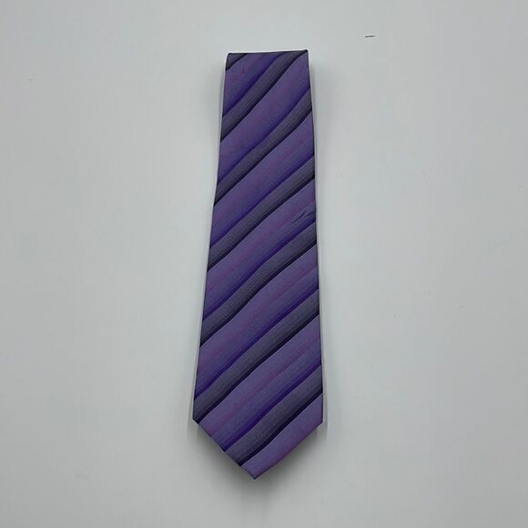 Purple striped John Ashcroft necktie - Picture 1 of 5